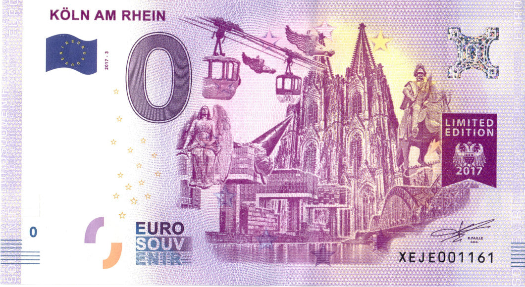 Banconota da 0 euro Colonia sul Reno III · Germania · Souvenir o zero € Biglietto