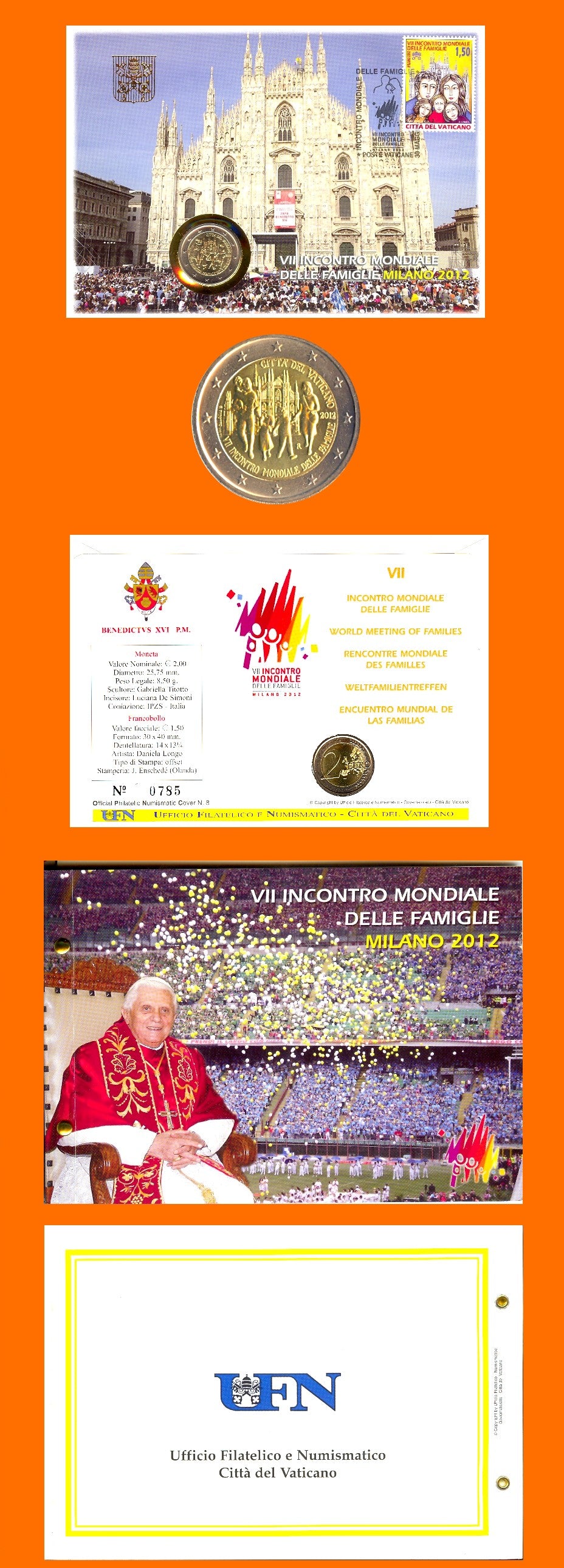 Moneta da 2 euro Vaticano 2012 Incontro Mondiale delle Famiglie Milano Moneta Commemorativa in Numisbrief