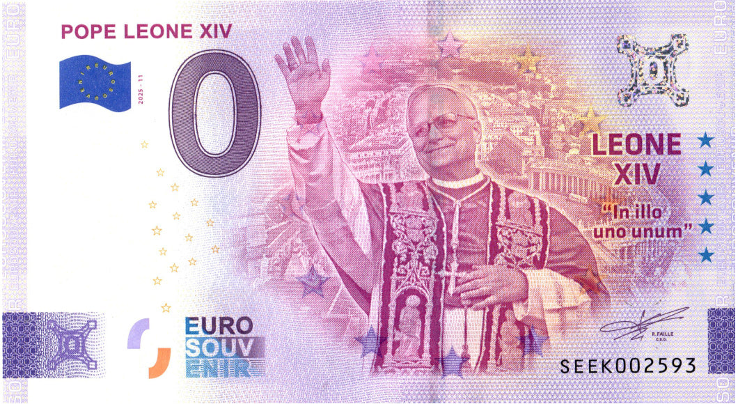 0 Euro Schein Papst Leo XIV · Souvenir o Null € Banknote