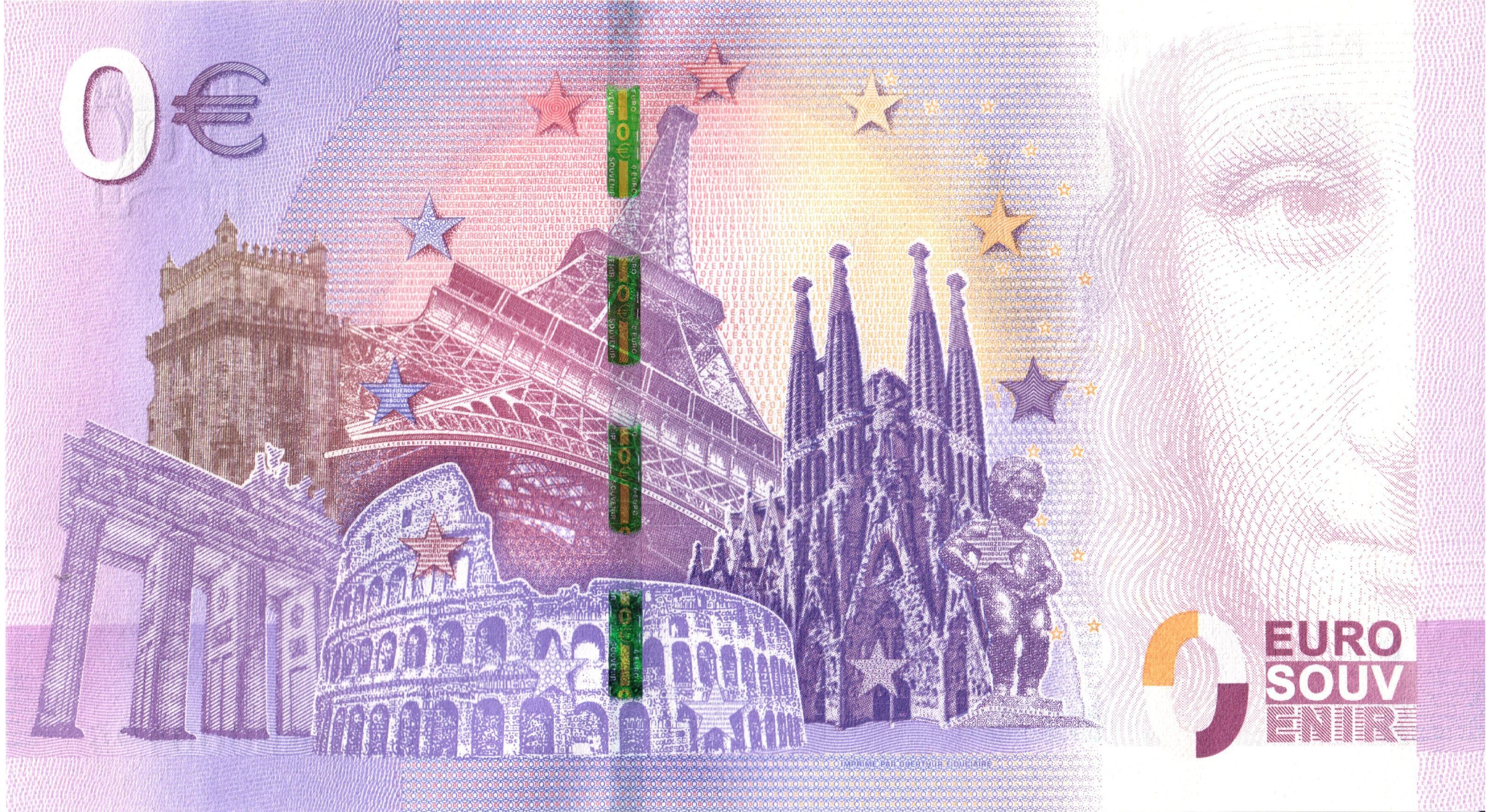 Billet de 0 euro La grâce de Dieu est gratuite · Martin Luther · Souvenir billet de o €