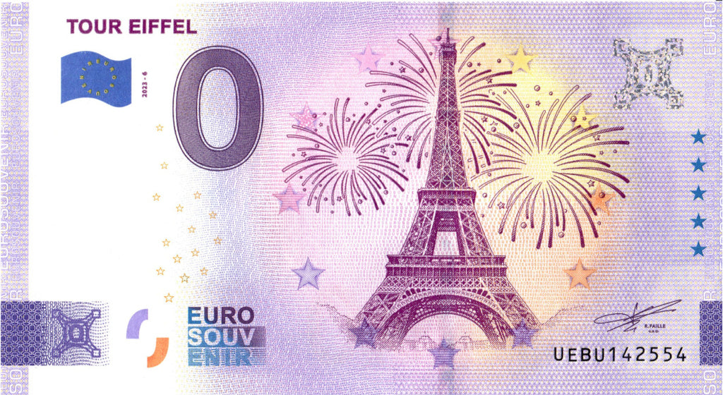 Banconota da 0 euro Parigi · Torre Eiffel · Francia · Souvenir o zero € Biglietto