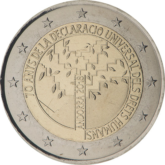 Moneta da 2 euro Andorra 2018 Diritti Umani Moneta commemorativa UNC