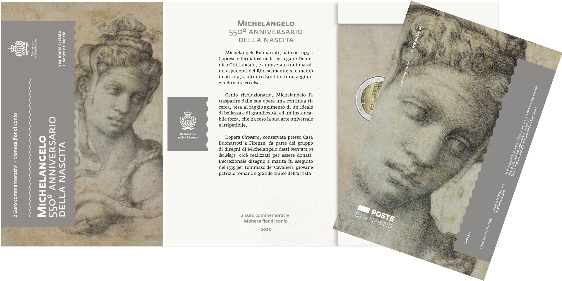 2 Euro Münze San Marino 2025 Michelangelo Sondermünze FDC