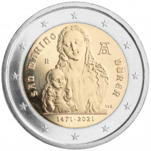 2 Euro Münze San Marino 2021 Dürer Sondermünze FDC